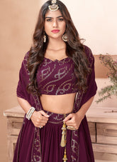 Classy Looking Wedding Lehenga Choli in Purple Colour